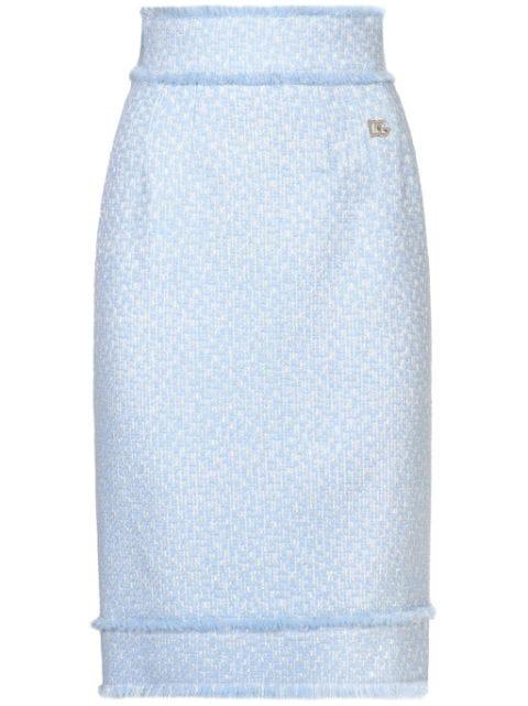 DNA appliqué-logo tweed straight skirt by DOLCE&GABBANA
