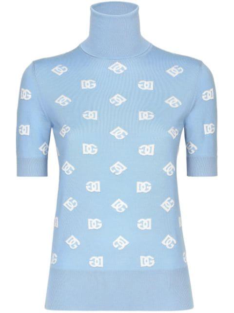 DNA high neck embroidered top by DOLCE&GABBANA