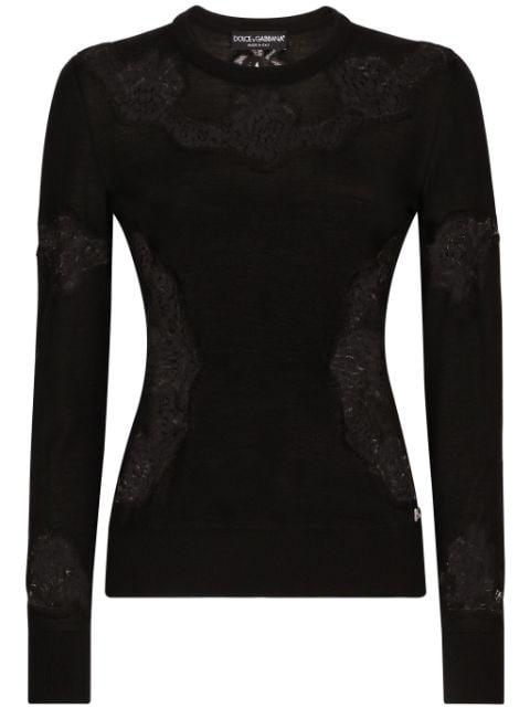 DNA lace-embroidered crew-neck jumper by DOLCE&GABBANA
