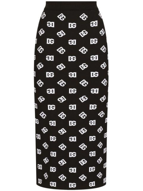 DNA logo-jacquard knitted midi skirt by DOLCE&GABBANA