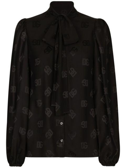 DNA monogram-jacquard silk shirt by DOLCE&GABBANA