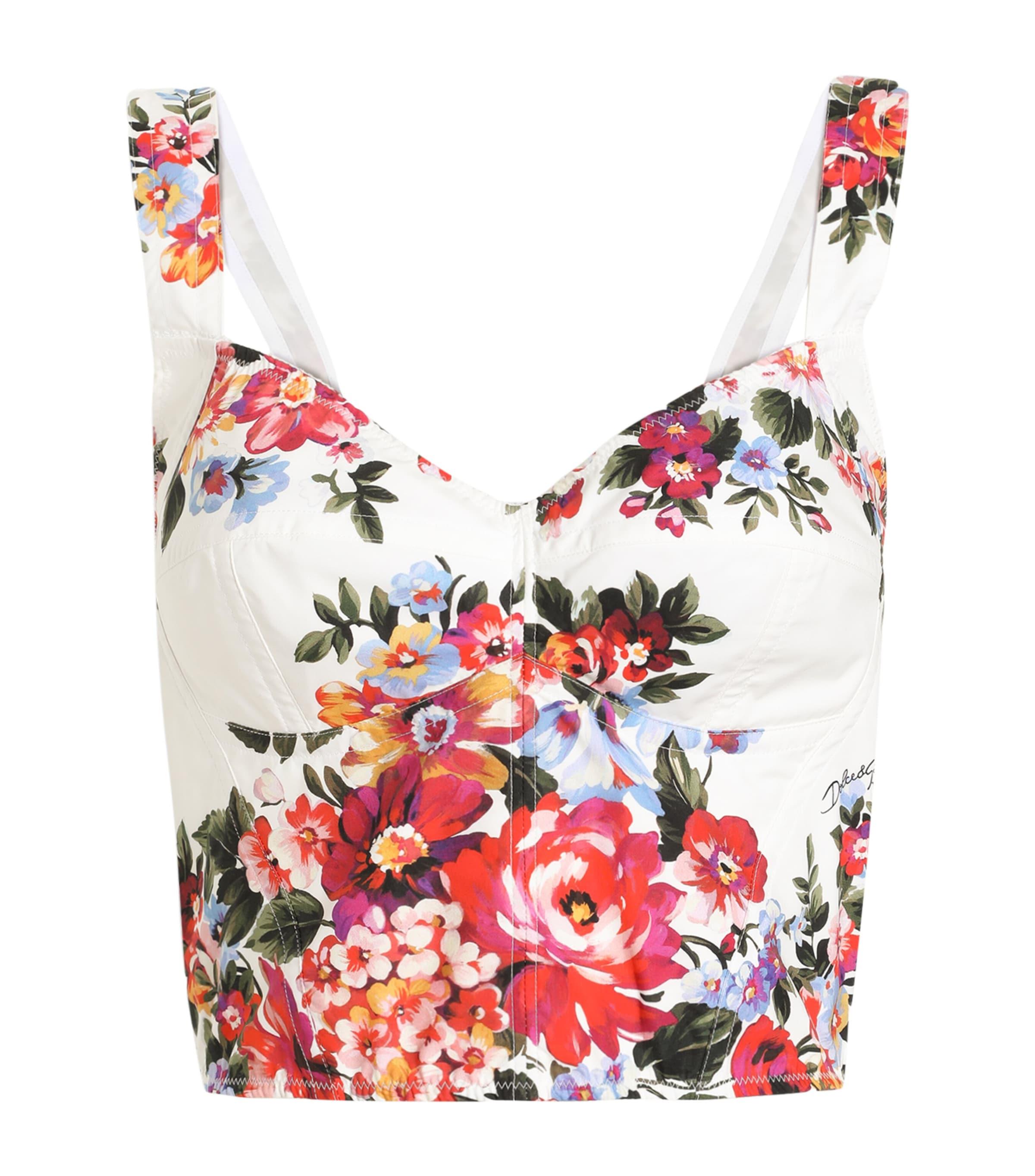 Dolce&Gabbana Cotton-Blend Floral Bustier Top by DOLCE&GABBANA