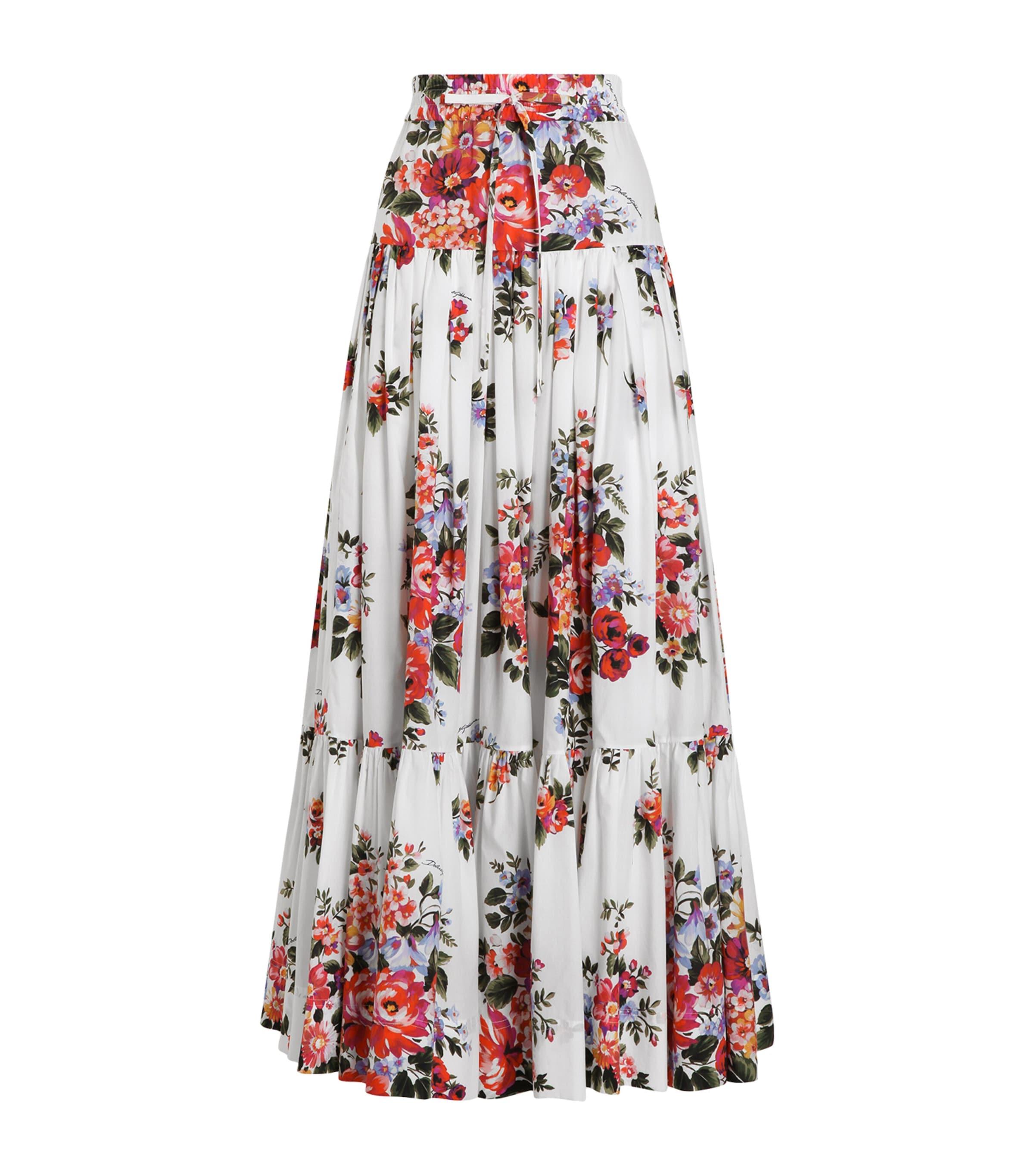 Dolce&Gabbana Cotton Floral Print Maxi Skirt by DOLCE&GABBANA