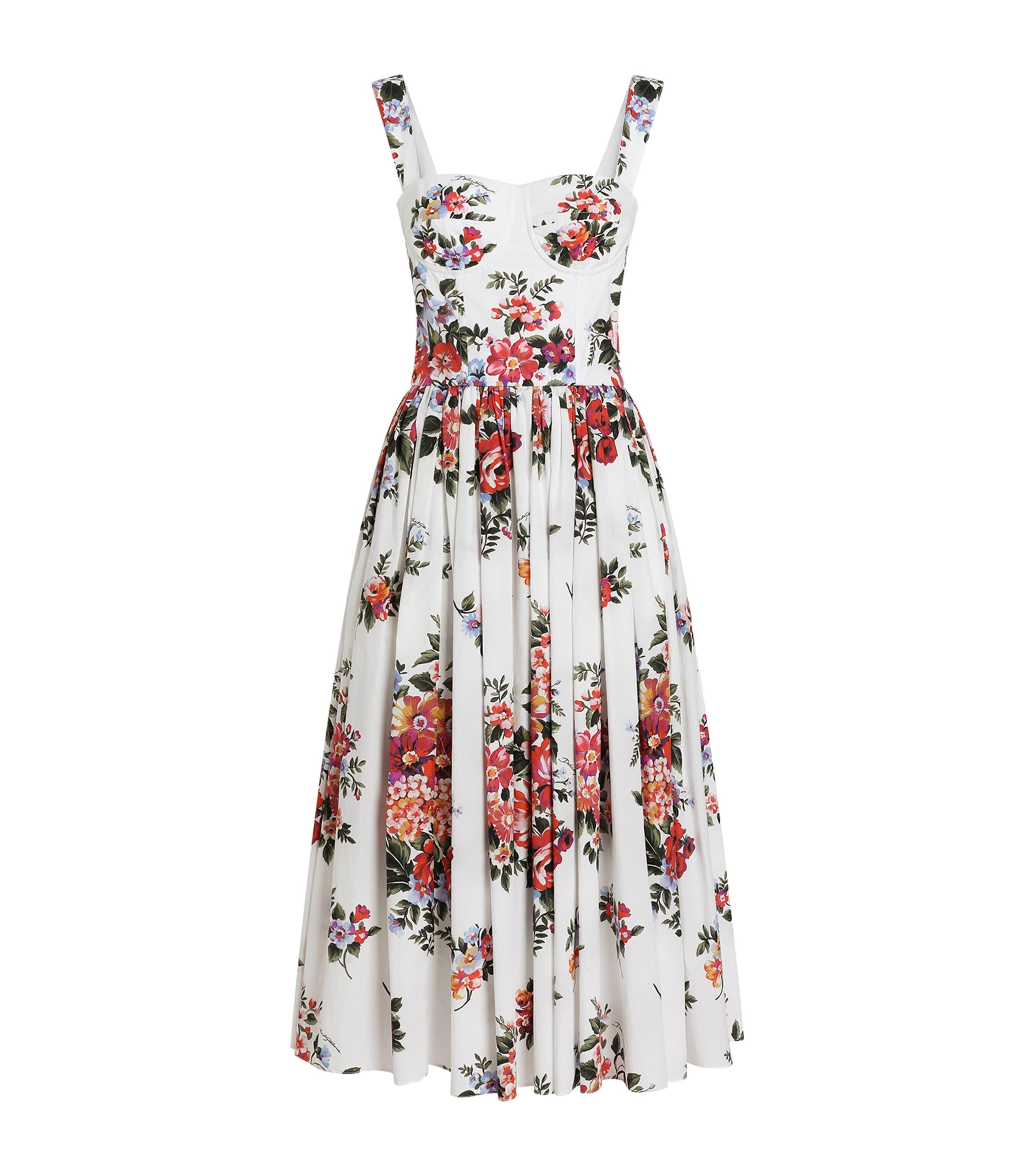 Dolce&Gabbana Cotton Floral Print Midi Dress by DOLCE&GABBANA