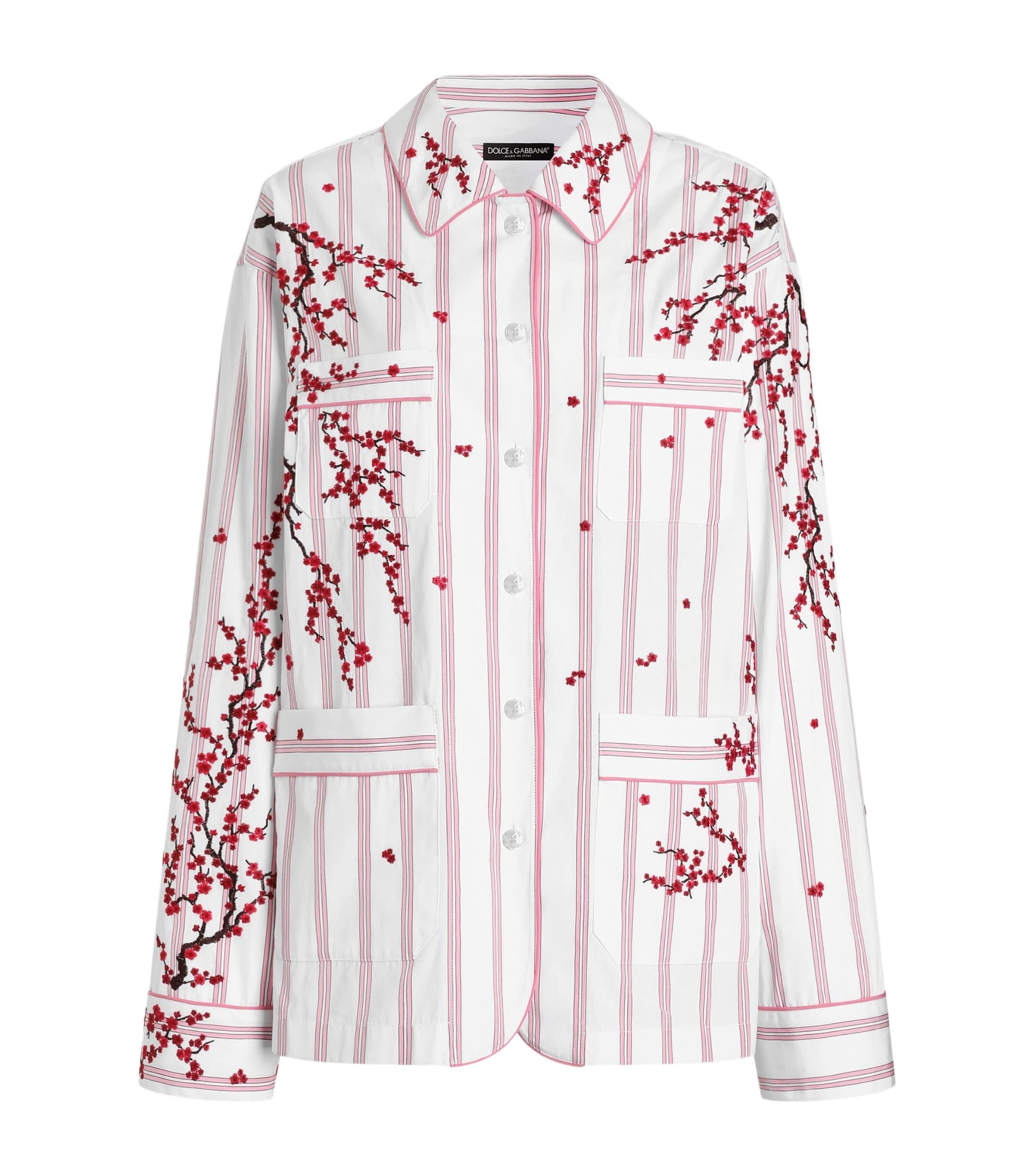 Dolce&Gabbana Cotton-Silk Stripe Embroidered Shirt by DOLCE&GABBANA