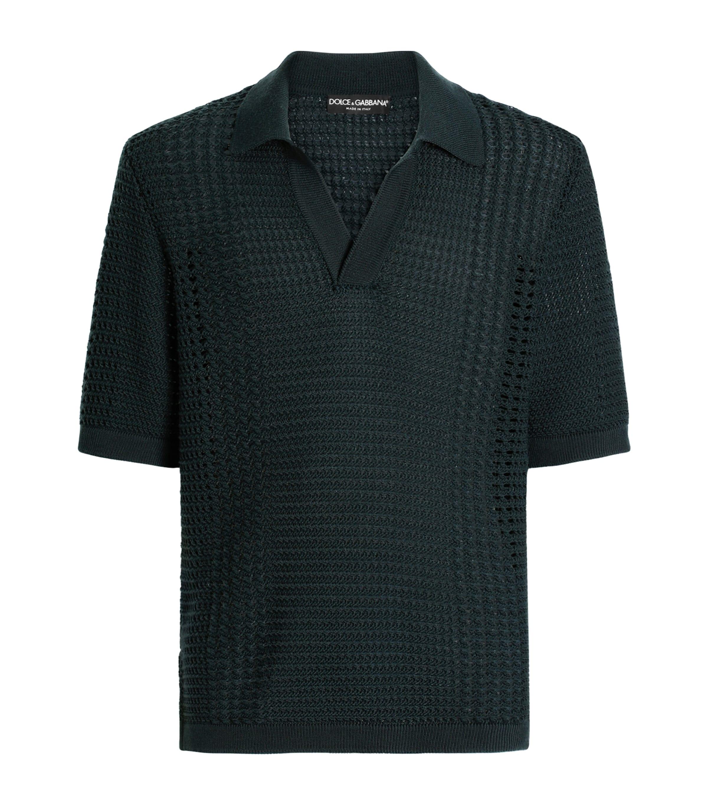 Dolce&Gabbana Crochet Wool-Blend Polo Shirt by DOLCE&GABBANA