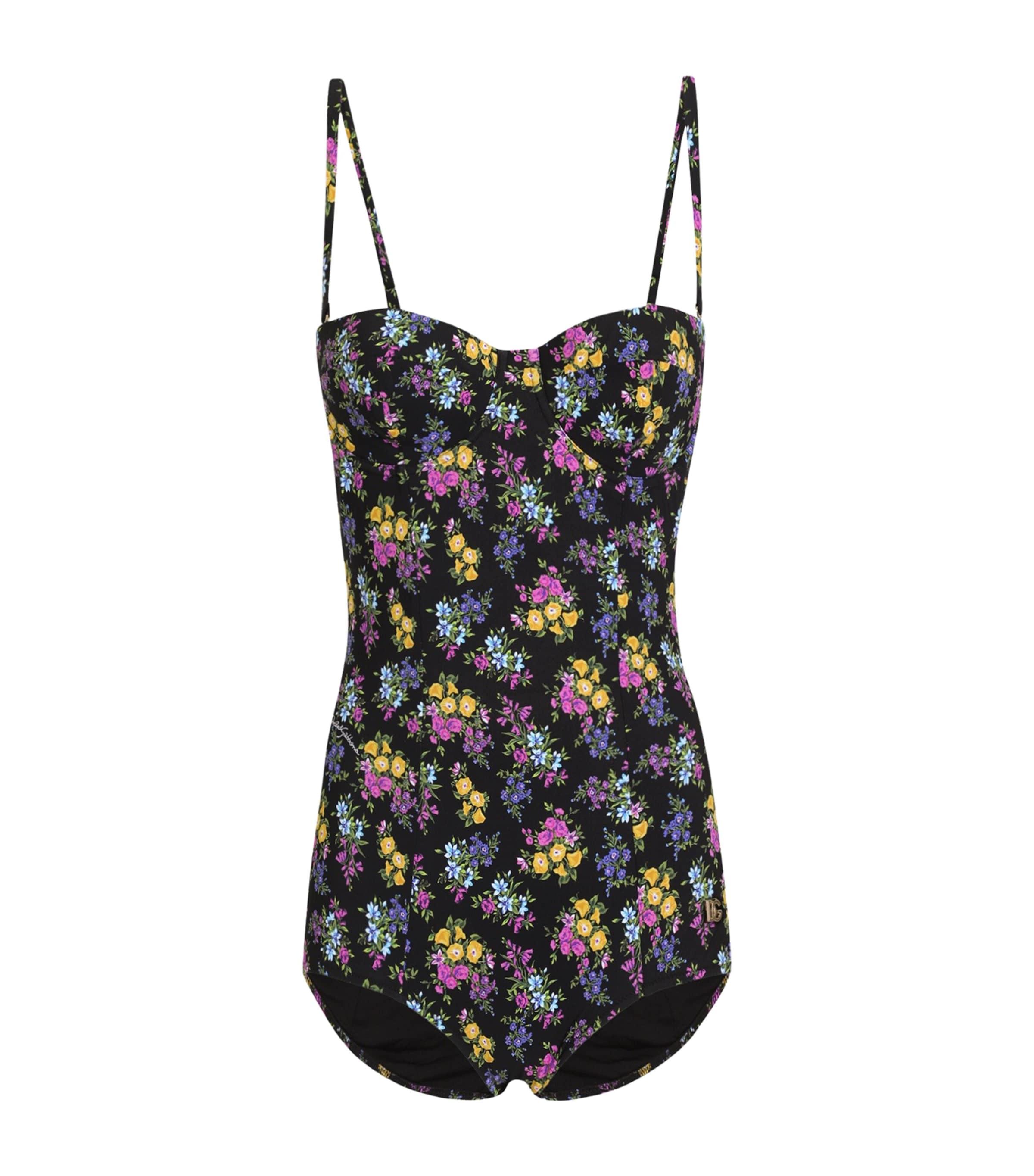 Dolce&Gabbana Floral DG Logo Swimsuit by DOLCE&GABBANA