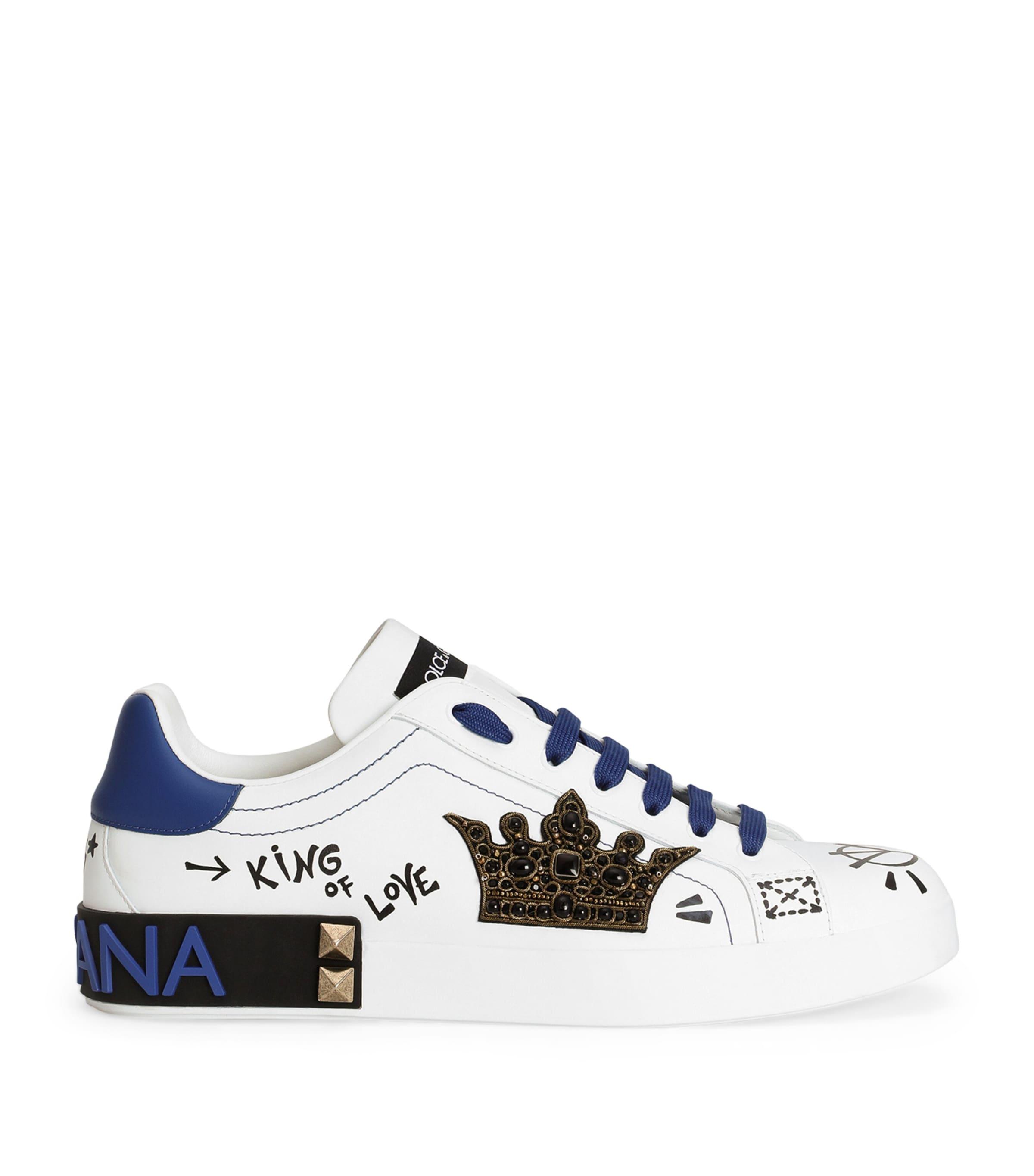 Dolce&Gabbana Leather Embellished Portofino Sneakers by DOLCE&GABBANA