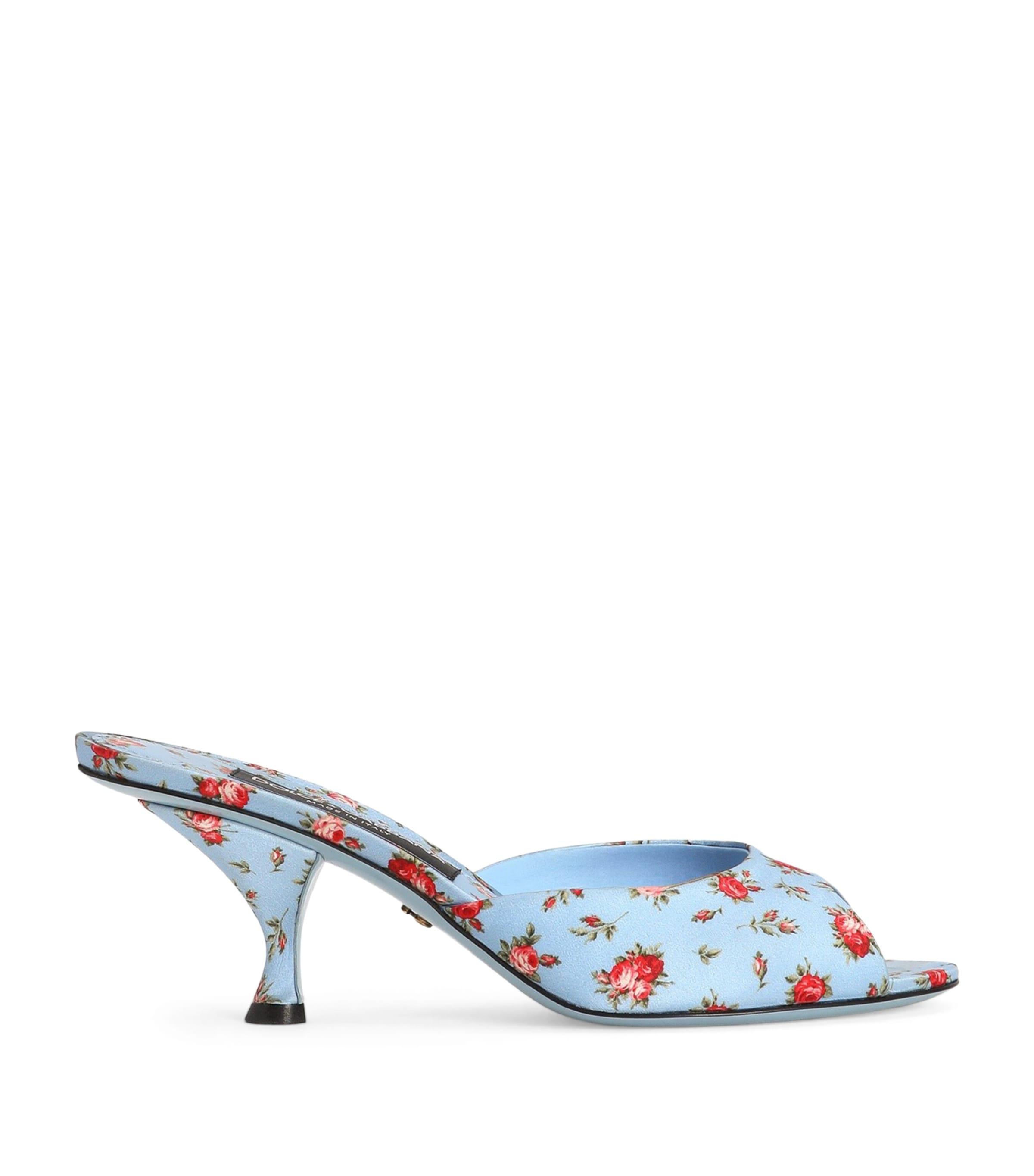 Dolce&Gabbana Leather Floral Heeled Mules 60 by DOLCE&GABBANA