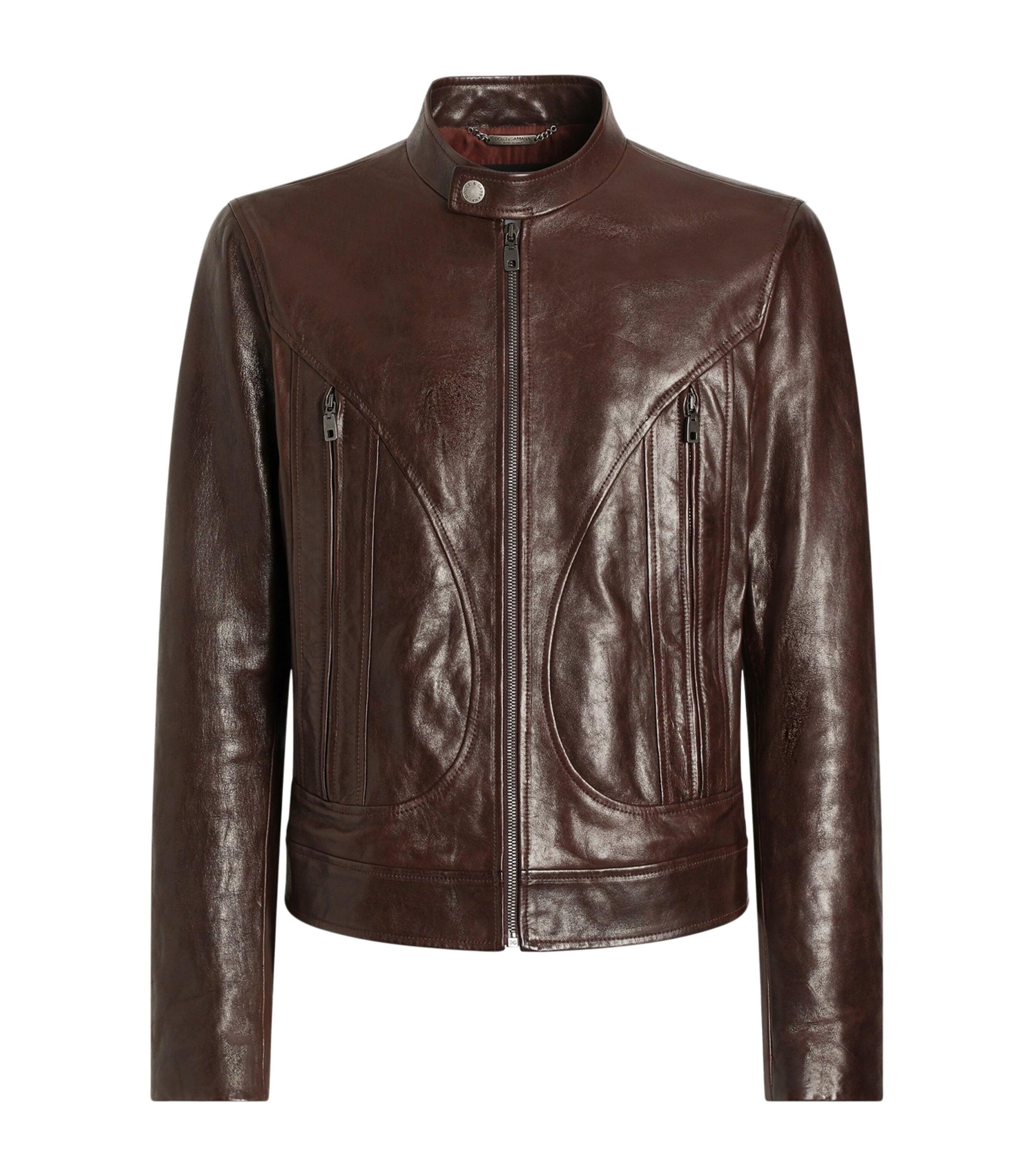 Dolce&Gabbana Leather Moto Jacket by DOLCE&GABBANA