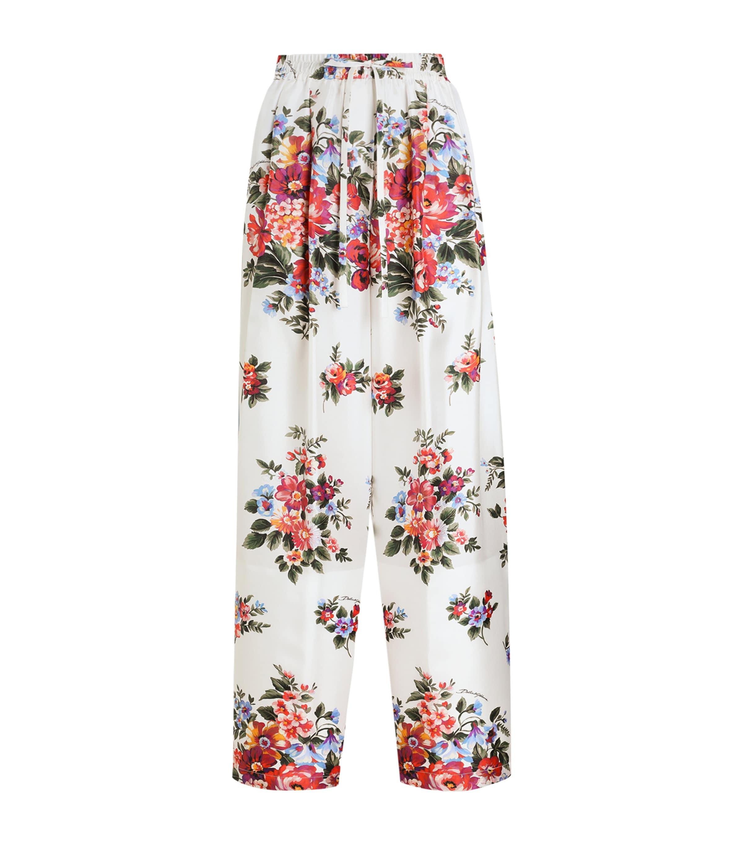 Dolce&Gabbana Satin Floral Drawstring Trousers by DOLCE&GABBANA
