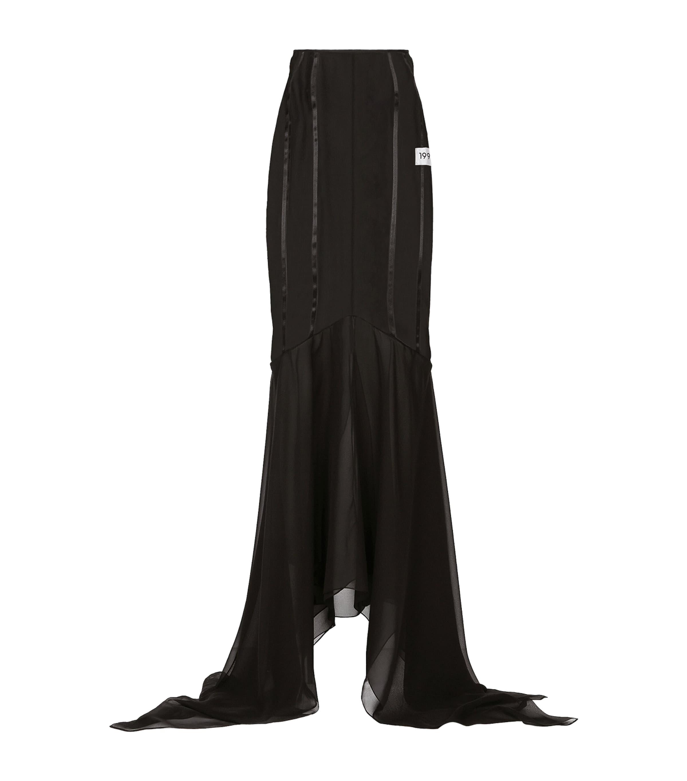 Dolce&Gabbana Silk-Blend Black Sicily Ruffle Maxi Skirt by DOLCE&GABBANA