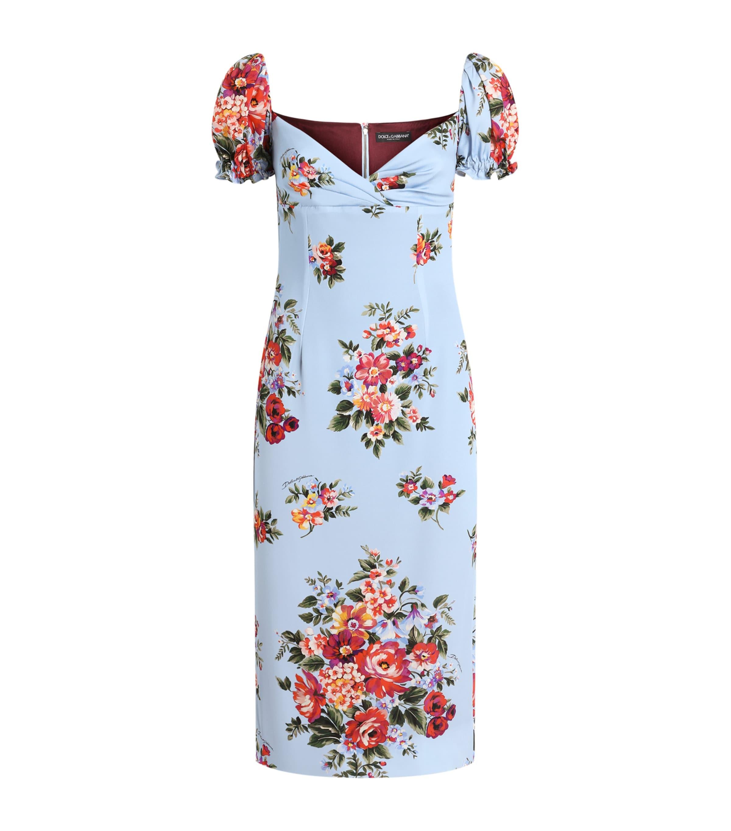 Dolce&Gabbana Silk-Blend Bouquet Print Midi Dress by DOLCE&GABBANA