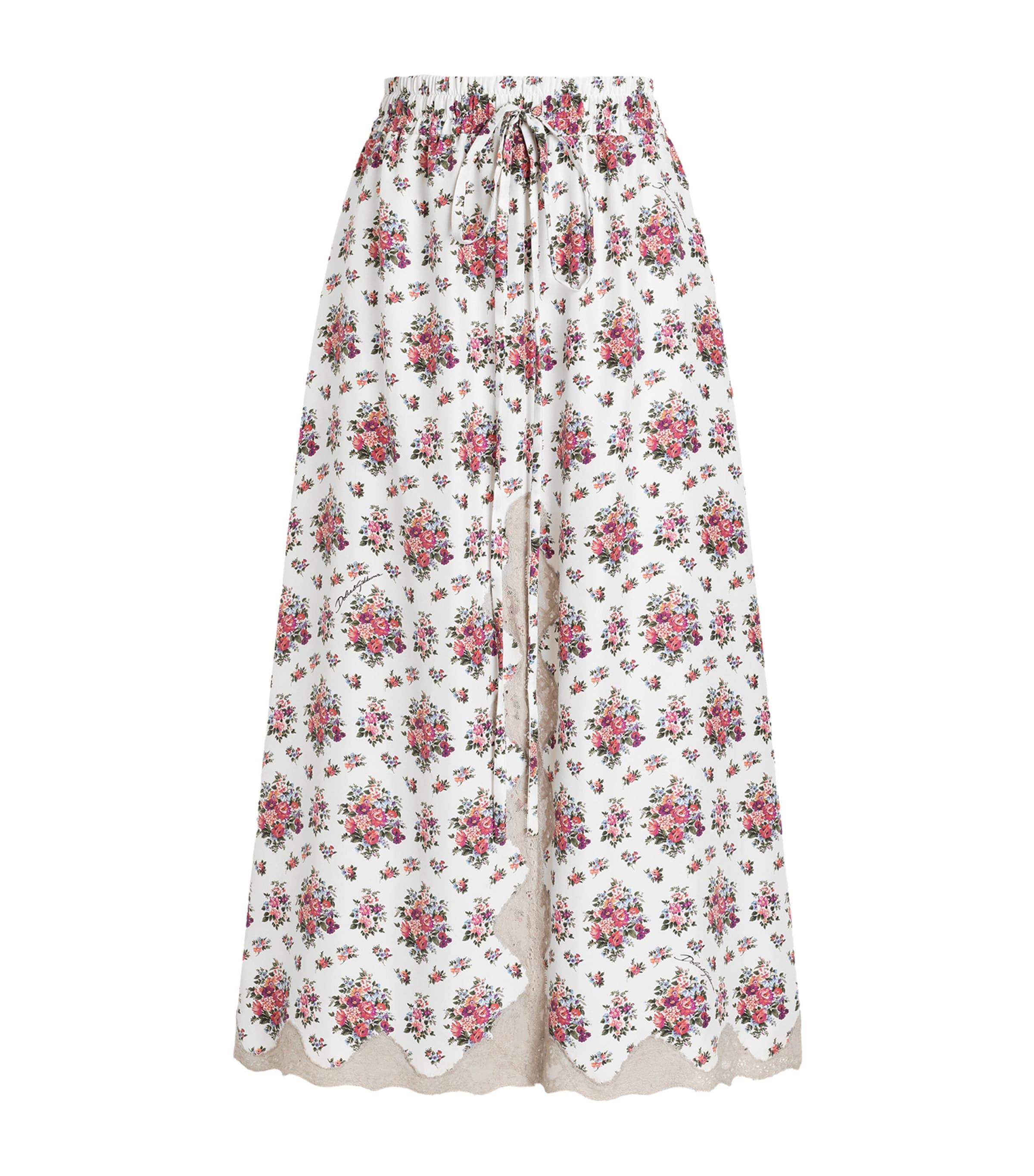 Dolce&Gabbana Silk-Blend Floral Midi Skirt by DOLCE&GABBANA