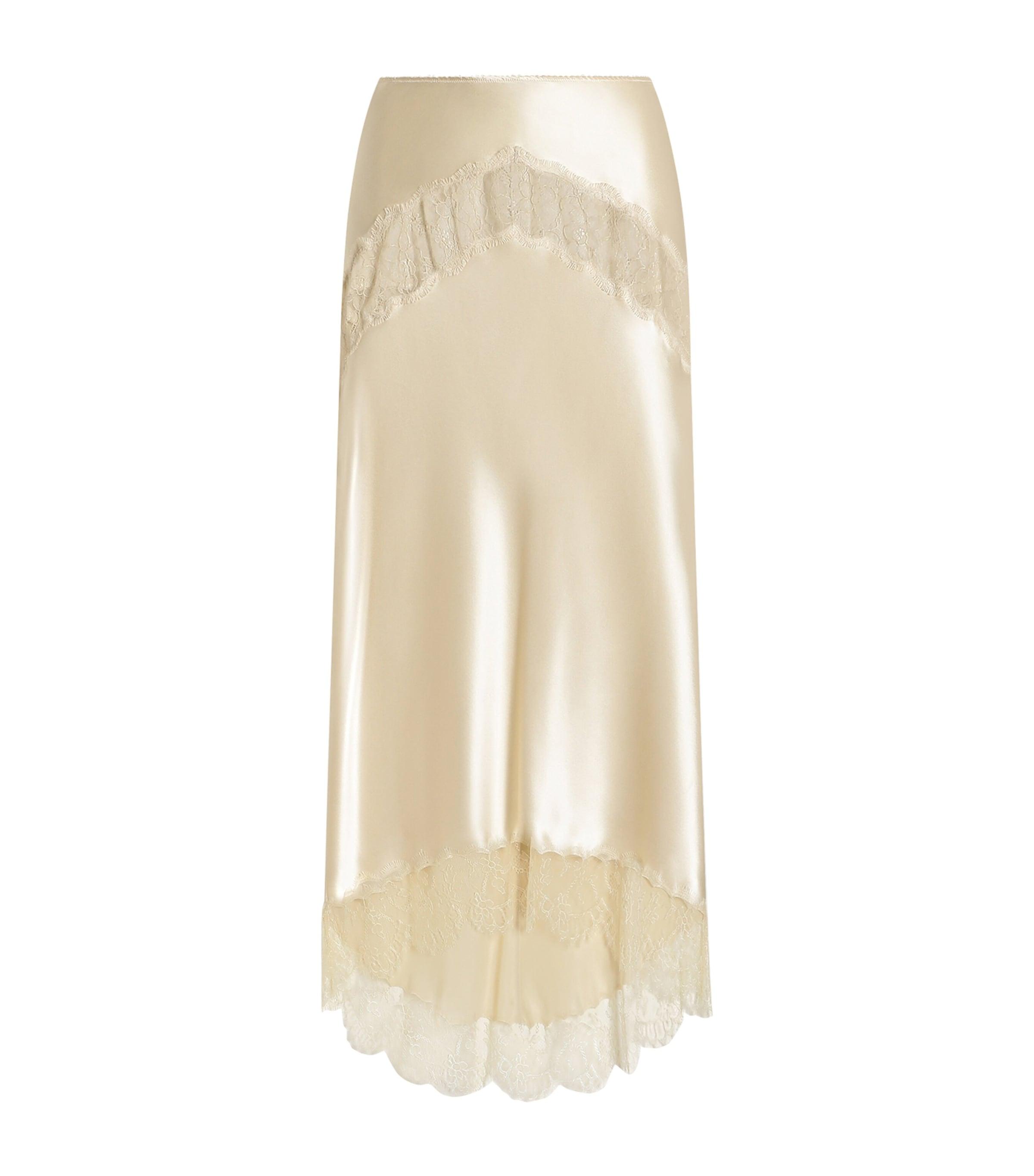 Dolce&Gabbana Silk Lace-Insert Midi Skirt by DOLCE&GABBANA