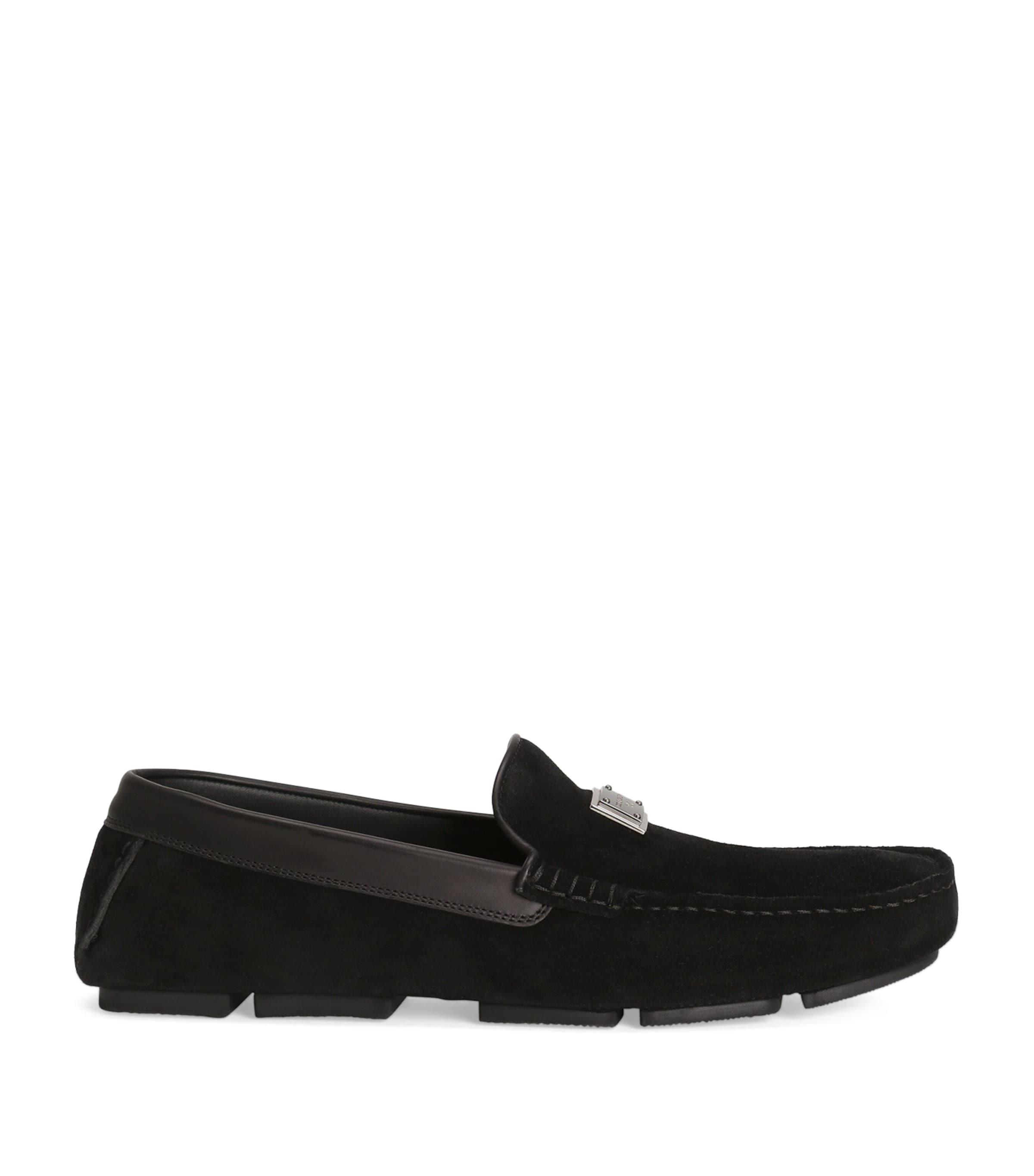 Dolce&Gabbana Split Calfskin Logo Plaque Driving Shoes by DOLCE&GABBANA