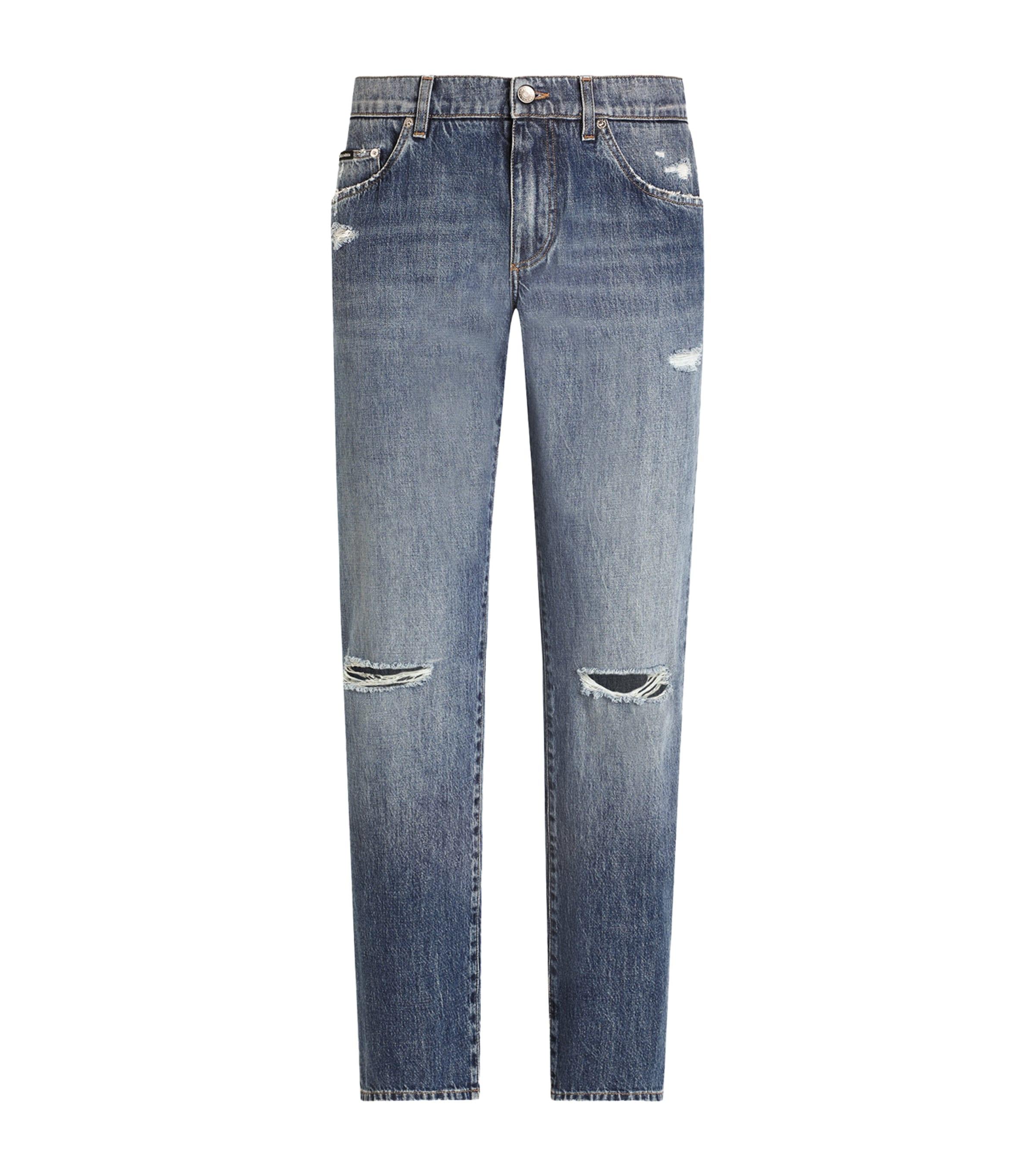 Dolce&Gabbana Straight Leg Distressed Jeans by DOLCE&GABBANA