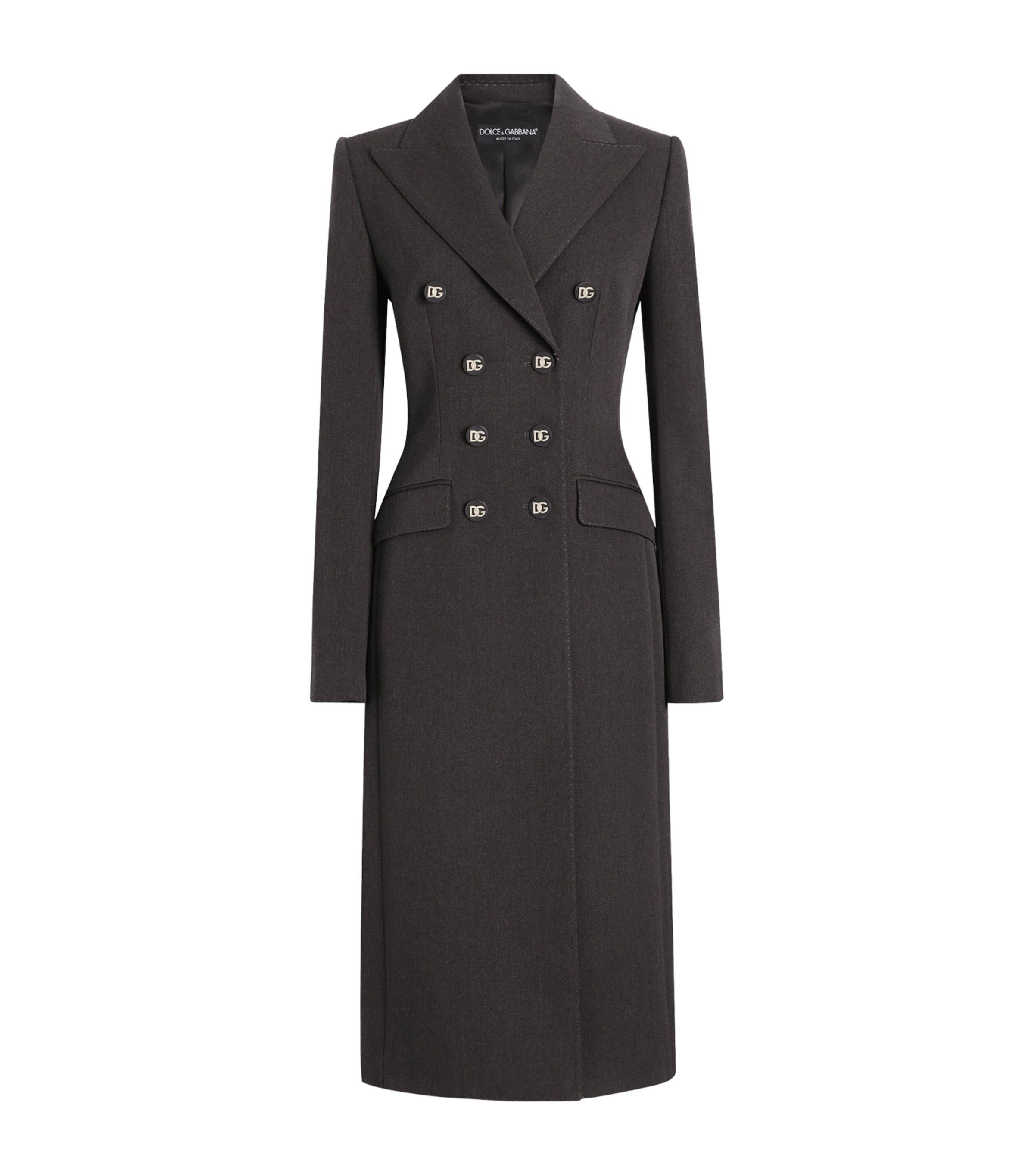 Dolce&Gabbana Virgin Wool Logo-Button Overcoat by DOLCE&GABBANA