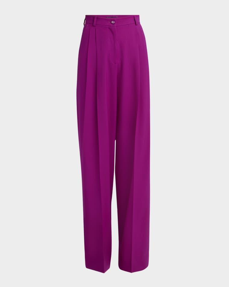 Double-Pleated Straight-Leg Wool Pants by DOLCE&GABBANA