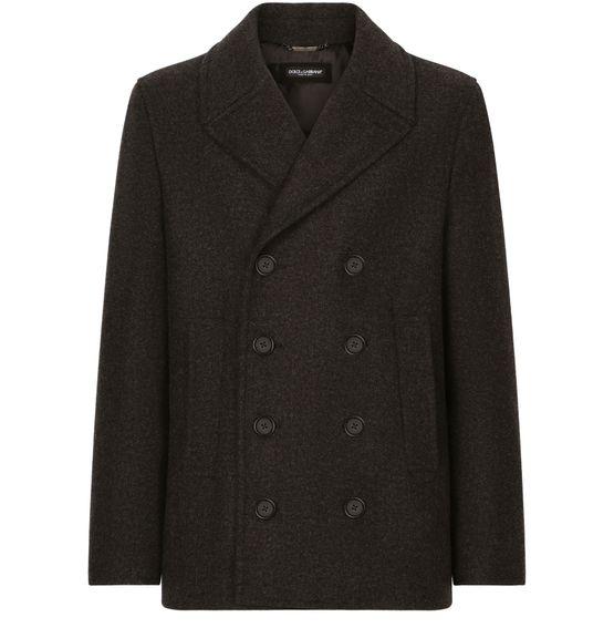 Double-breasted wool pea coat with branded tag by DOLCE&GABBANA