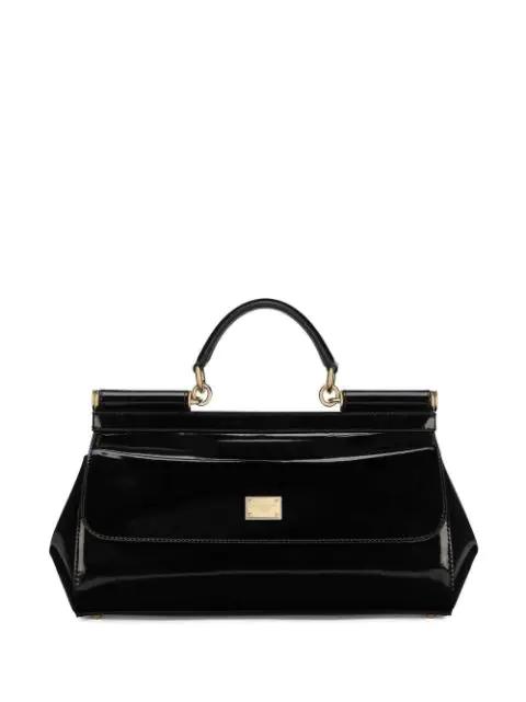 Elongated Sicily patent leather top-handle bag by DOLCE&GABBANA