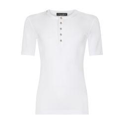 Fine-rib cotton granddad-neck T-shirt by DOLCE&GABBANA