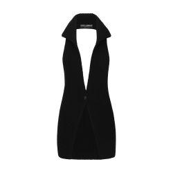 Fisherman’s rib knit wool long vest by DOLCE&GABBANA