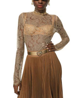 Floral Lace Turtleneck Blouse by DOLCE&GABBANA