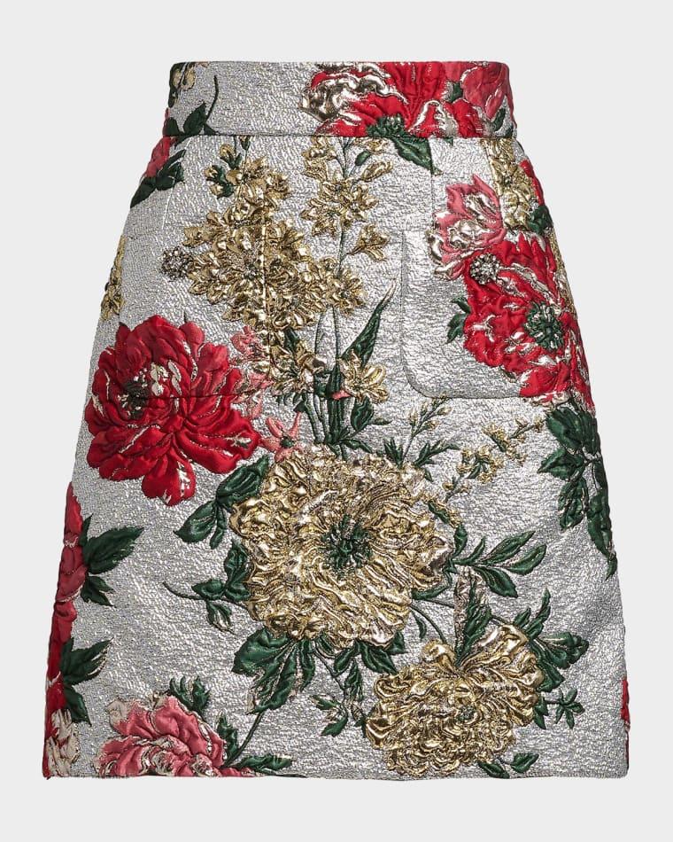 Floral Matelassé Jacquard Mini Skirt by DOLCE&GABBANA