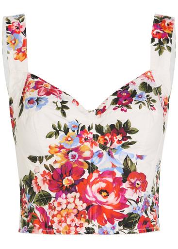 Floral-print cotton-blend bralette top by DOLCE&GABBANA