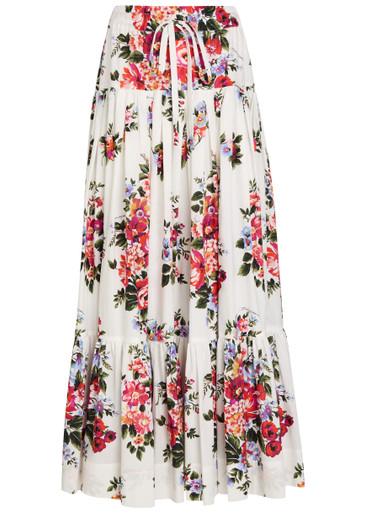 Floral-print cotton-poplin maxi skirt by DOLCE&GABBANA