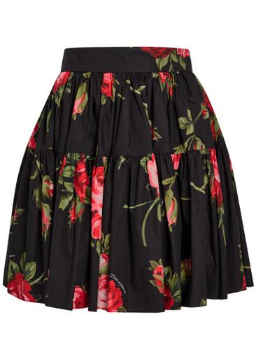 Floral-print cotton-poplin mini skirt by DOLCE&GABBANA