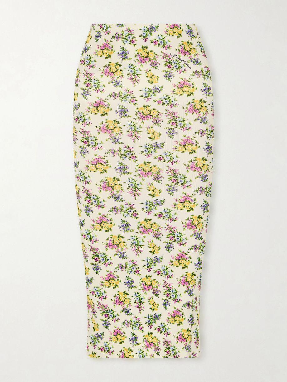 Floral-print ribbed-knit midi skirt by DOLCE&GABBANA