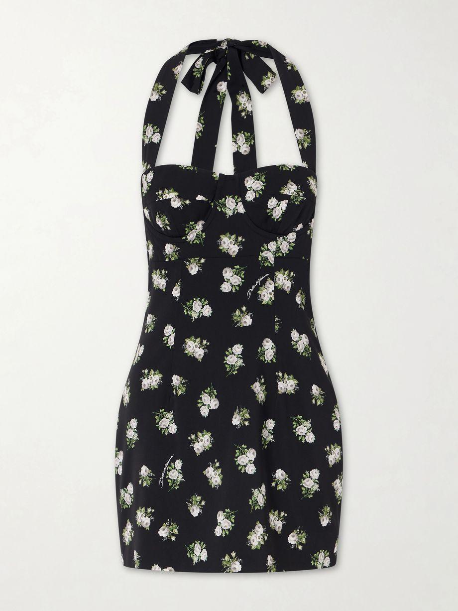 Floral-print silk-blend halterneck mini dress by DOLCE&GABBANA