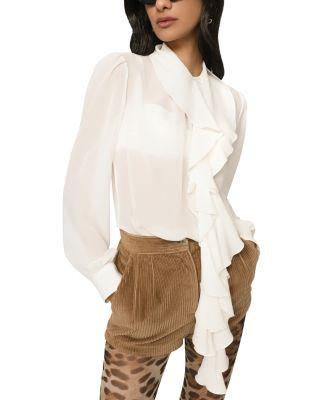 Georgette Silk Ruffle Blouse by DOLCE&GABBANA