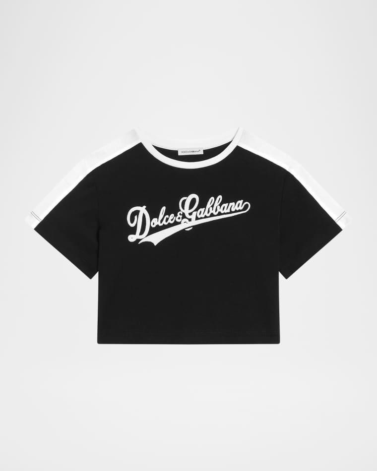 Girl's Cropped Short-Sleeve Logo T-Shirt, Size 4-6 by DOLCE&GABBANA
