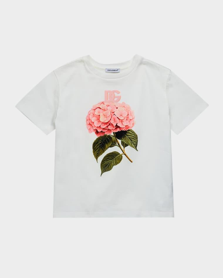 Girl's DG Floral Cotton T-Shirt, Size 4-6 by DOLCE&GABBANA