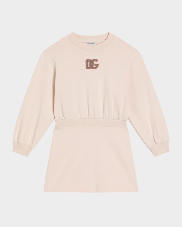 Girl's DG Paillette Felpa Patch Sweatshirt Dress, Size 8-14 by DOLCE&GABBANA