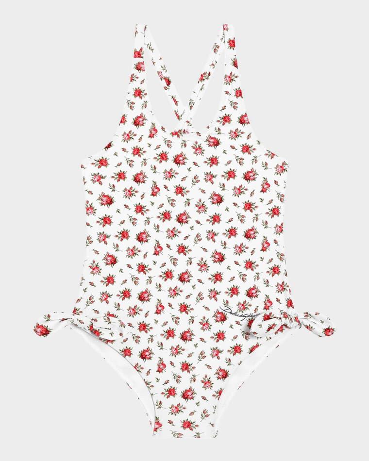 Girl's Floral-Print One-Piece Swimsuit, Size 2-6 by DOLCE&GABBANA