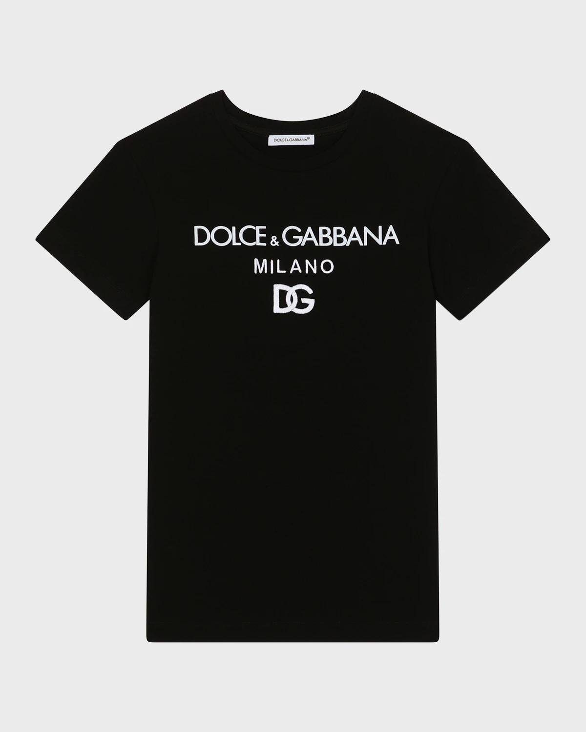 Girl's Interlocked Embroidered Logo T-Shirt Dresses by DOLCE&GABBANA