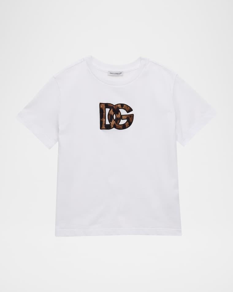 Girl's Leopard Logo Cotton T-Shirt, Size 4-6 by DOLCE&GABBANA