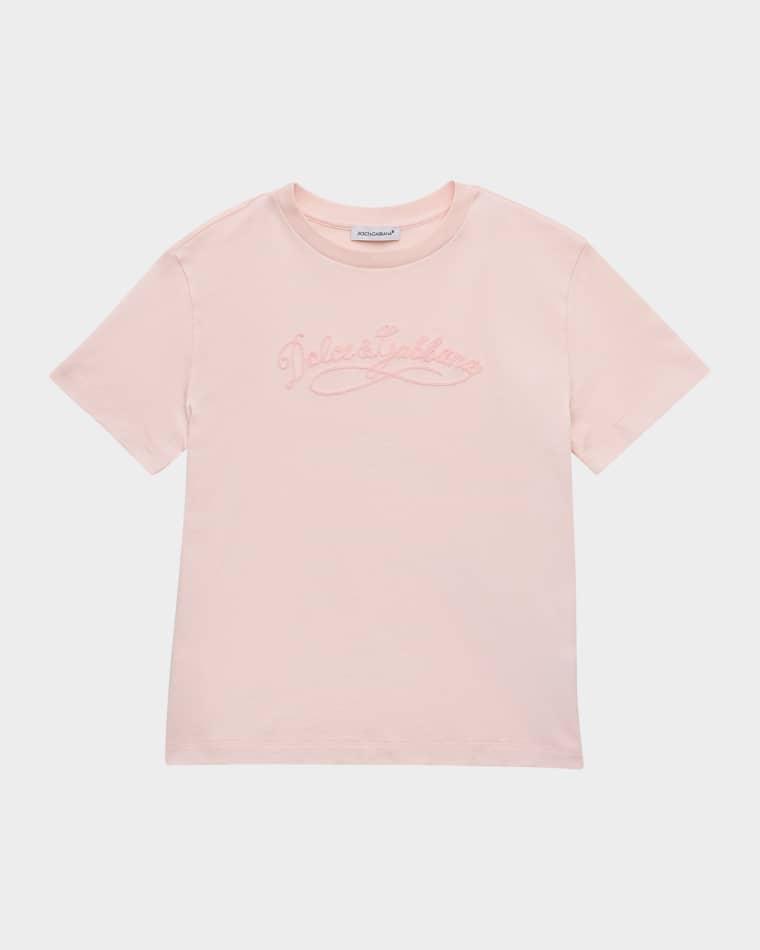 Girl's Logo-Embroidered Cotton Jersey T-Shirt, Size 2-6 by DOLCE&GABBANA