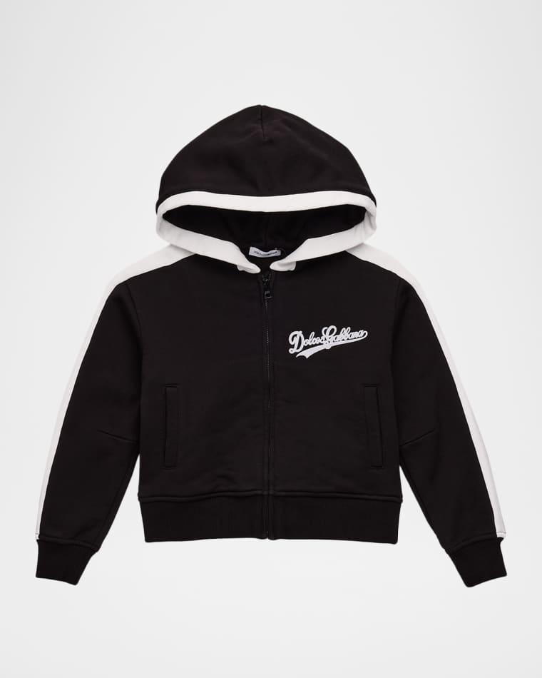 Girl's Logo-Print Side-Stripe Hoodie, Size 8-14 by DOLCE&GABBANA