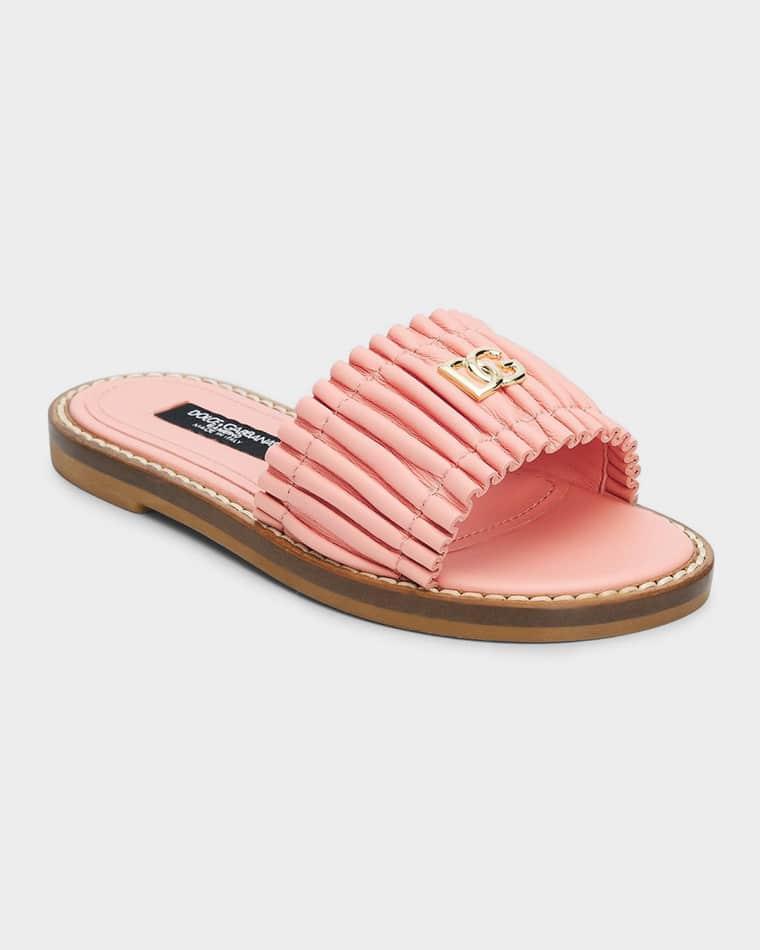 Girl's Nappa Leather Flat Slide Sandals, Toddler/Kids by DOLCE&GABBANA
