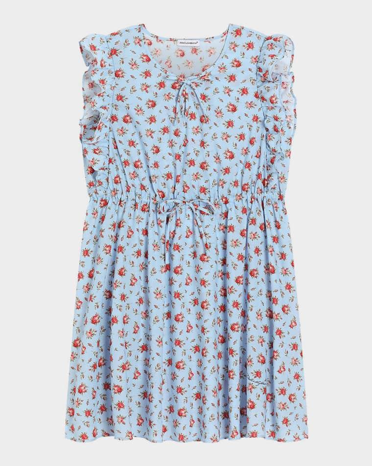 Girl's Small Rose-Print Cotton Muslin Dress, 8-14 by DOLCE&GABBANA