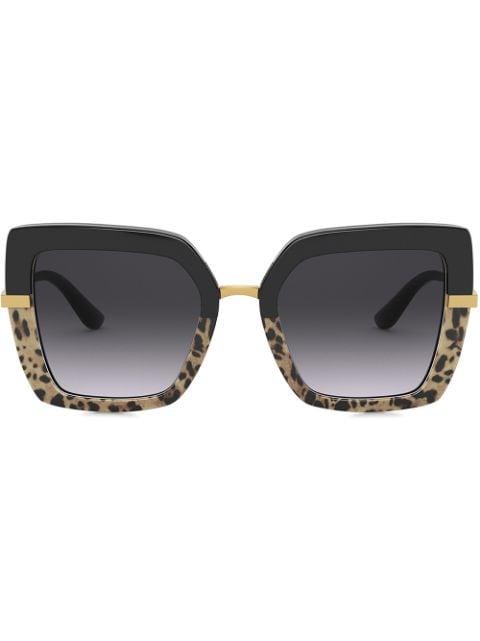 Half Print square-frame sunglasses by DOLCE&GABBANA