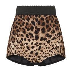 High-waisted charmeuse panties with leopard print by DOLCE&GABBANA
