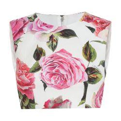 Jacquard crop top with rose print by DOLCE&GABBANA