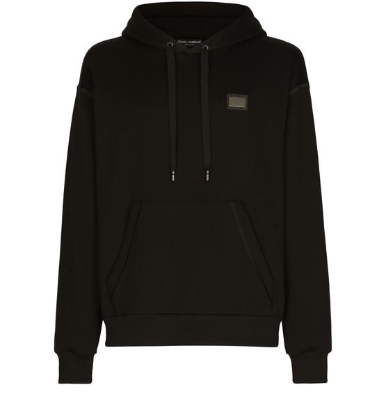 Jersey hoodie with branded tag by DOLCE&GABBANA