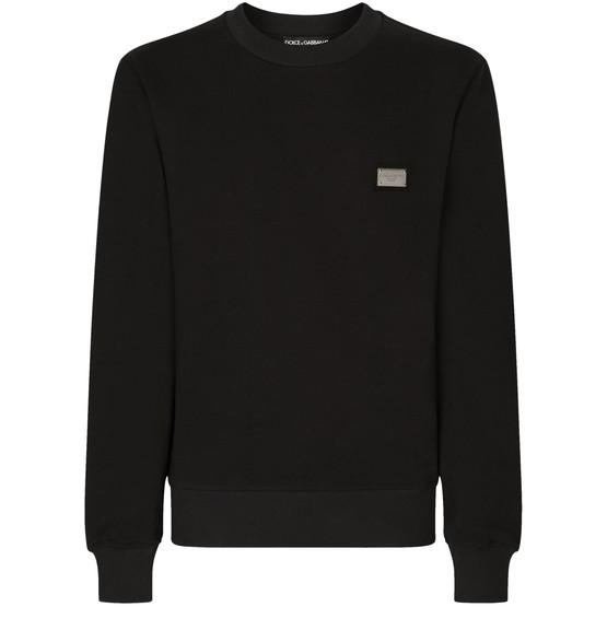 Jersey sweatshirt with branded tag by DOLCE&GABBANA
